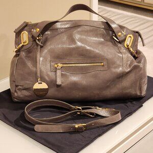 Brand New!! BEVINI: Italian Light Weight Dove Gray Leather bag